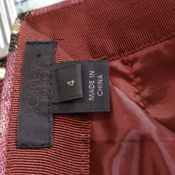 J Crew Metallic Purple Floral Straight Skirt with Gold and Black Accents - Picture 4 of 5